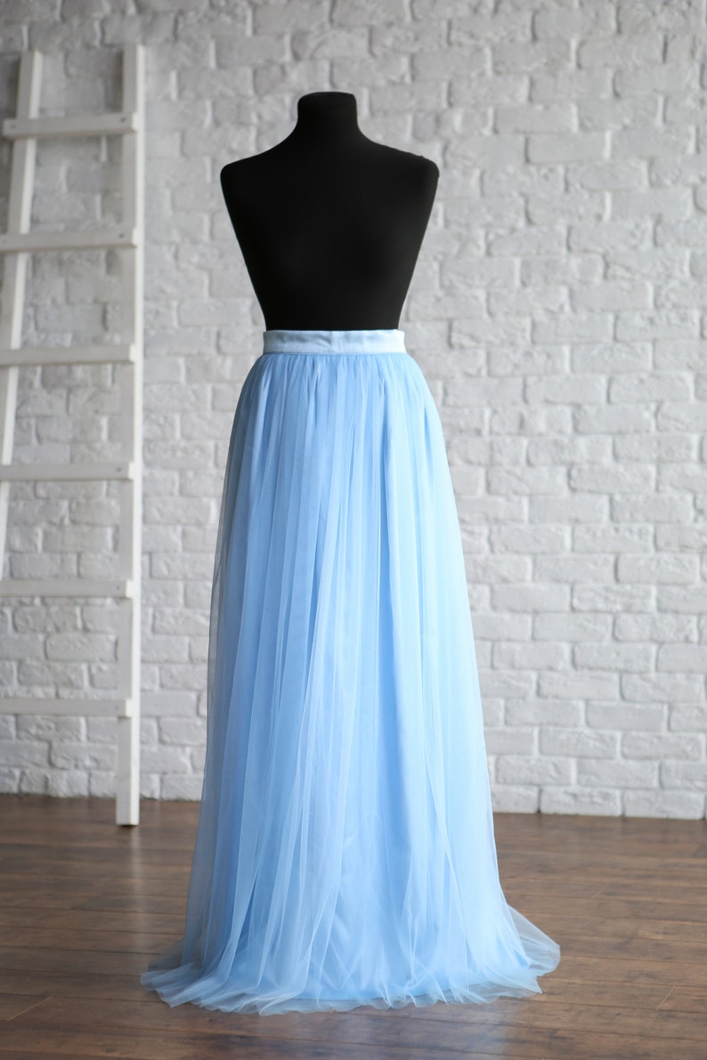 Longue Jupe En Tulle Bleu Ciel Femme Jupe Tulle Bleu Bebe Etsy France