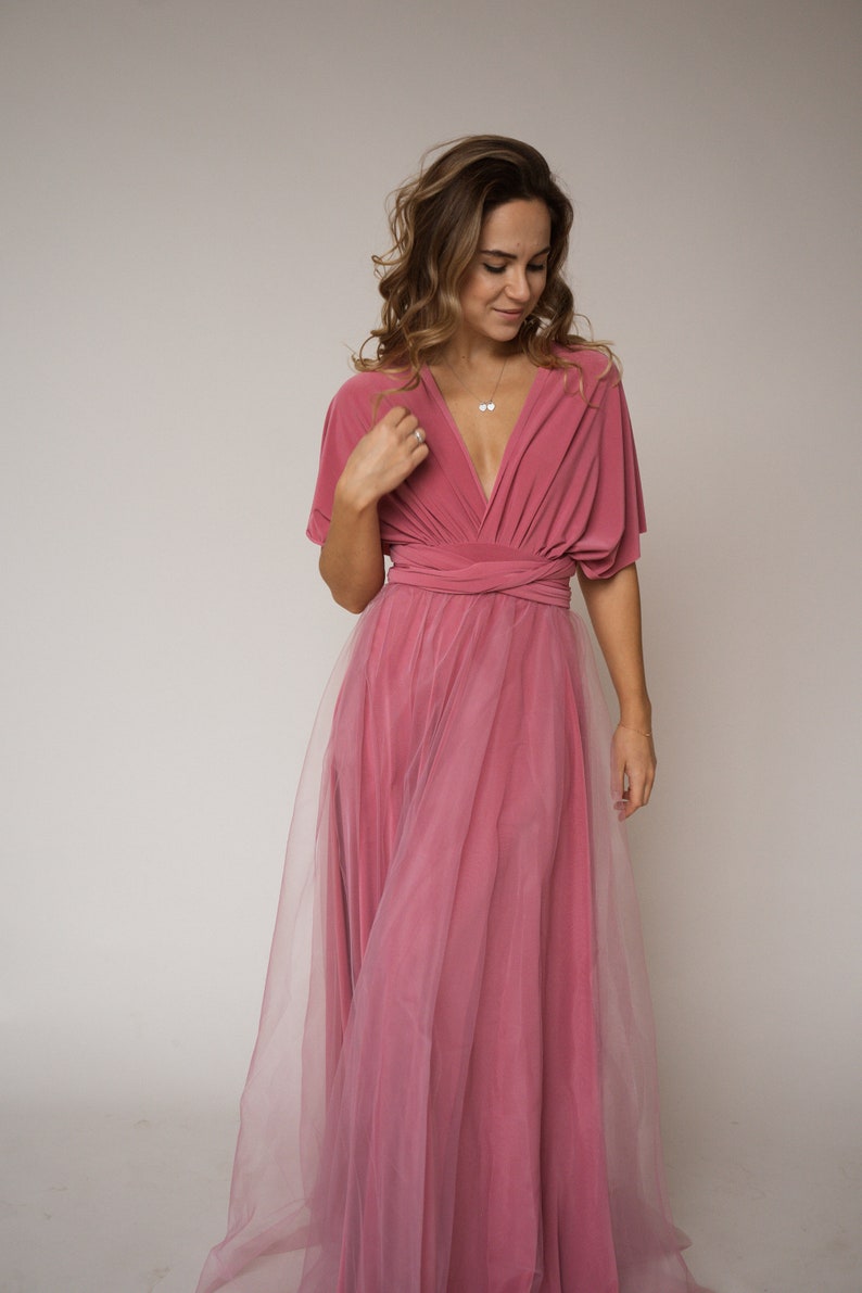 dusty rose convertible dress