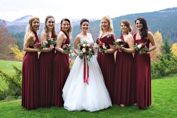 burgundy convertible bridesmaid dress