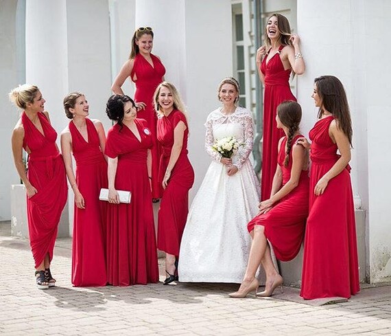 red maxi bridesmaid dresses