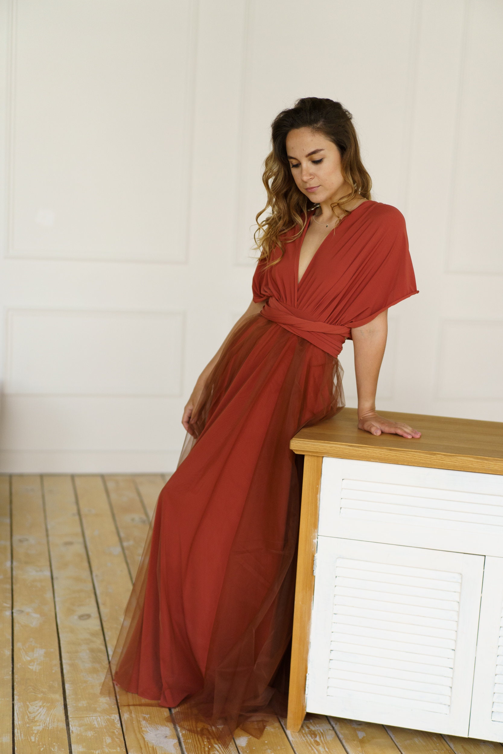 Rust infinity dress Rust Bridesmaid dress terracotta Etsy