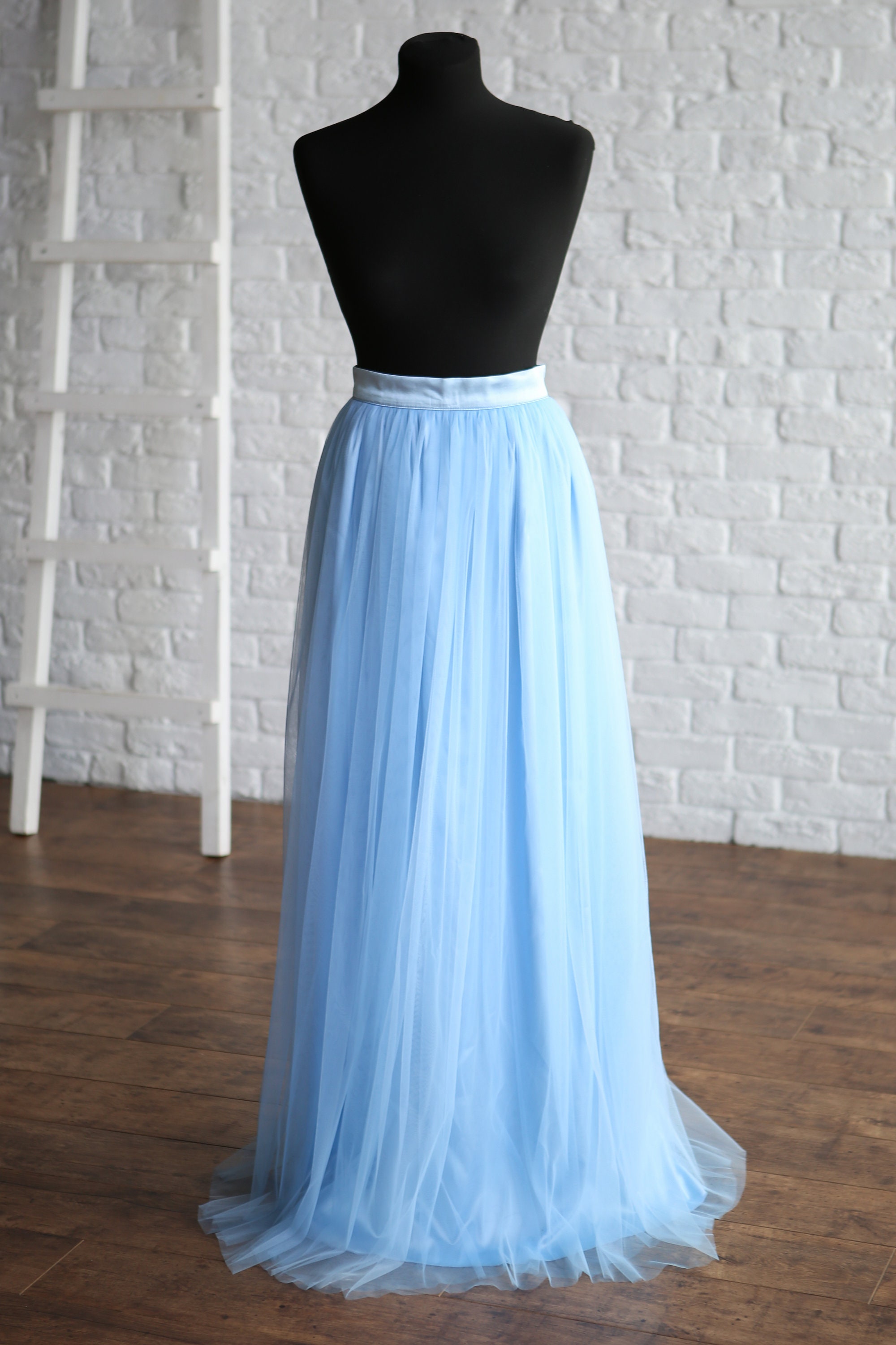 Sky blue Long Tulle Skirt baby blue tulle skirt women maxi Etsy