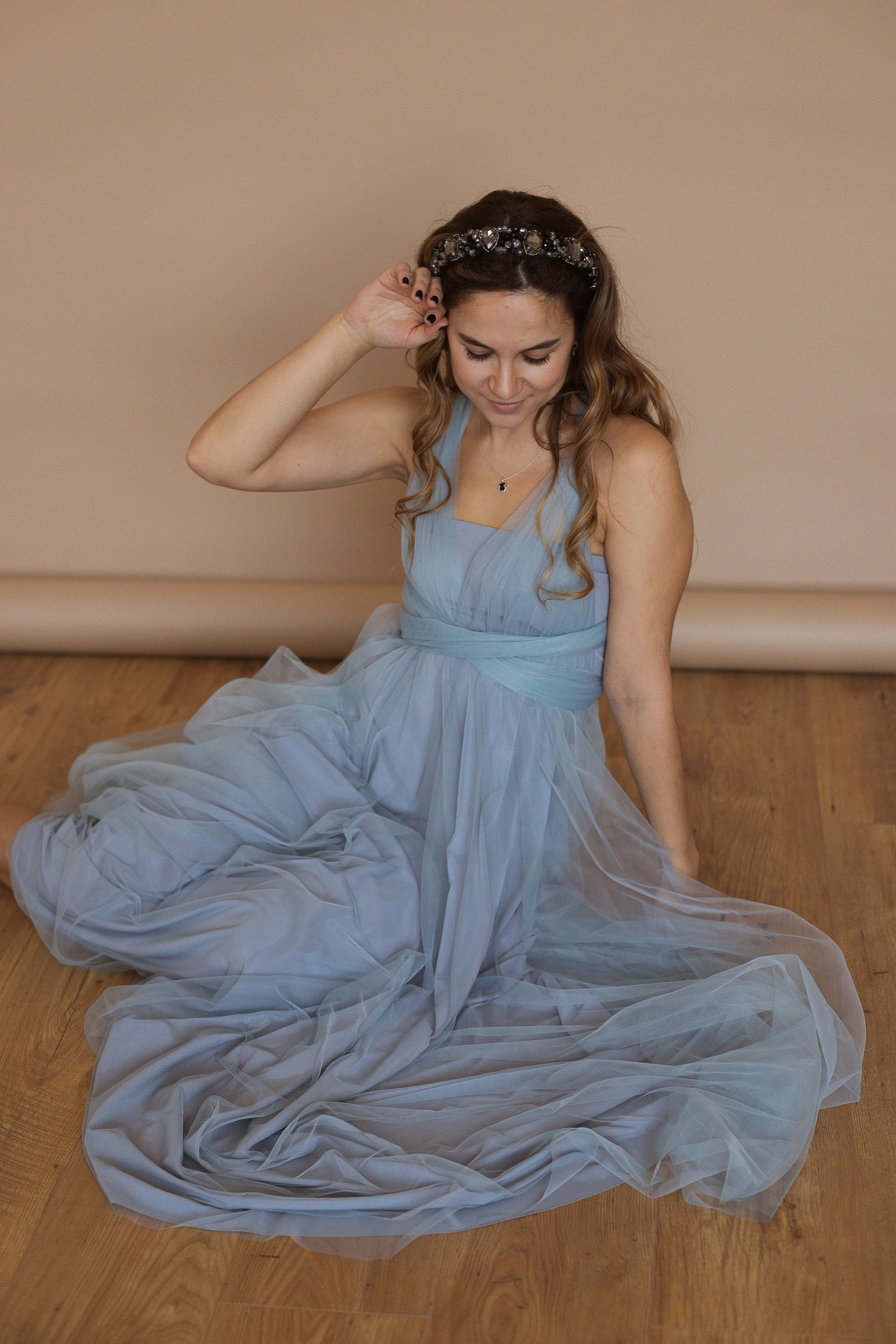 dusty blue spring dress