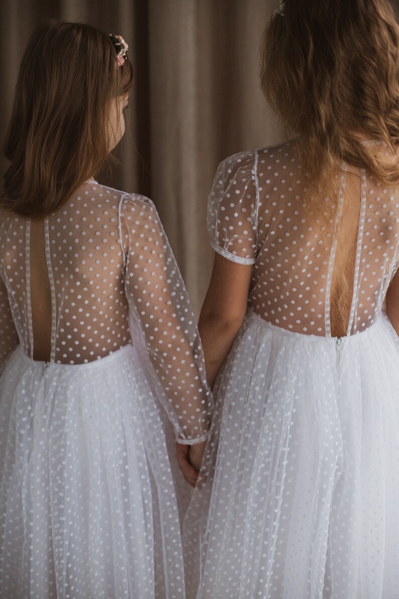 White flower girl dress long sleeve Birthday girl dress Etsy