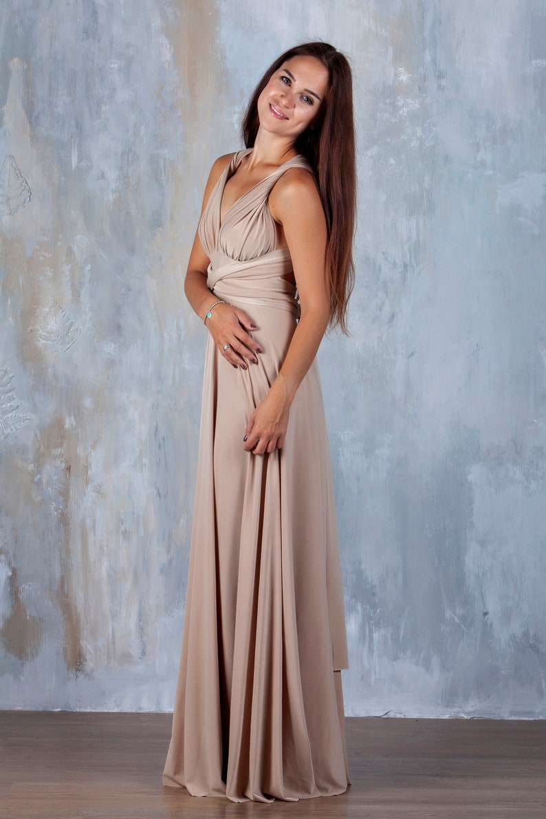 Beige Bridesmaid Dress Beige Infinity Dress Beige | Etsy