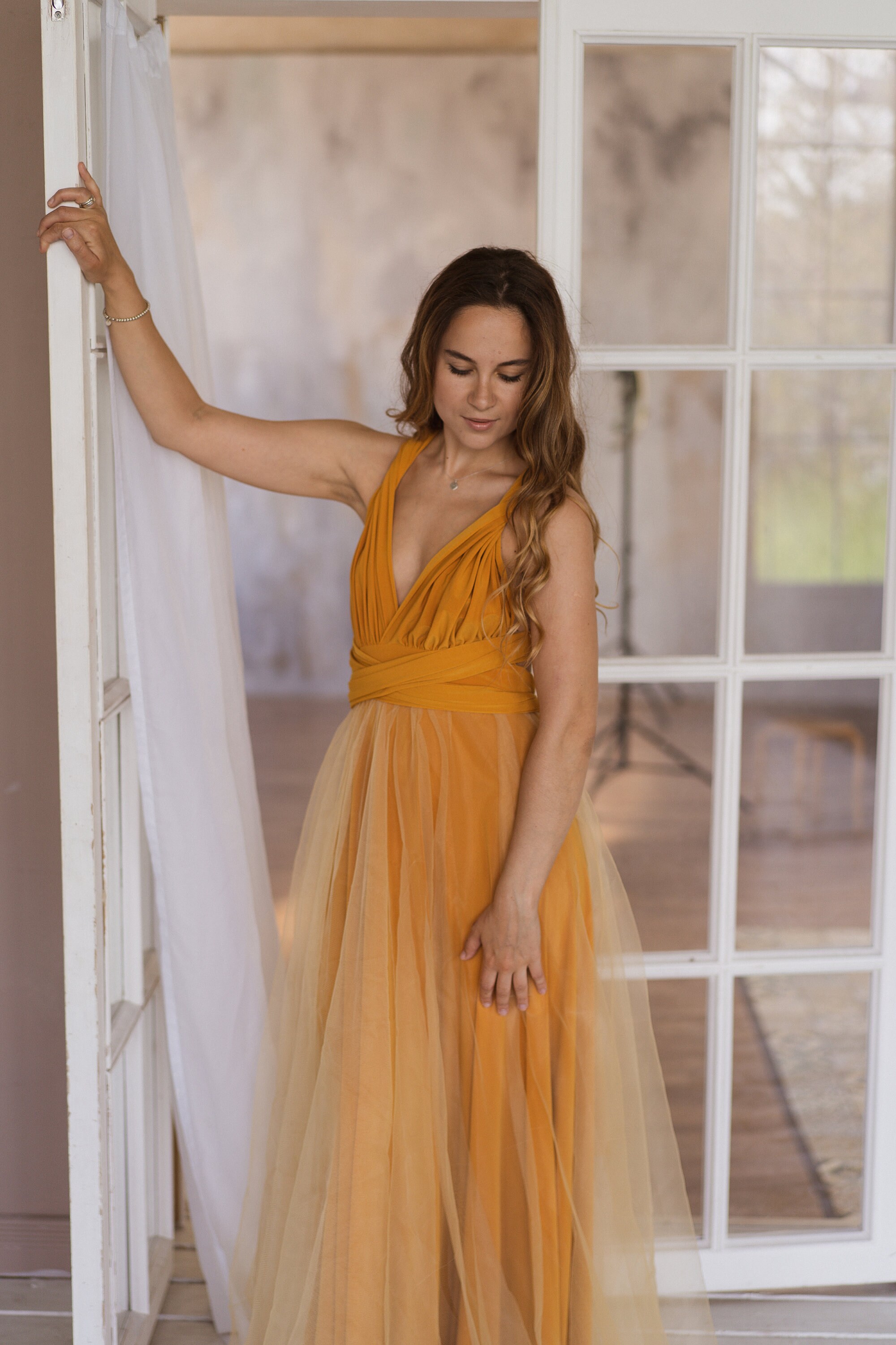Mustard yellow Bridesmaid dress mustard infinity dress | Etsy