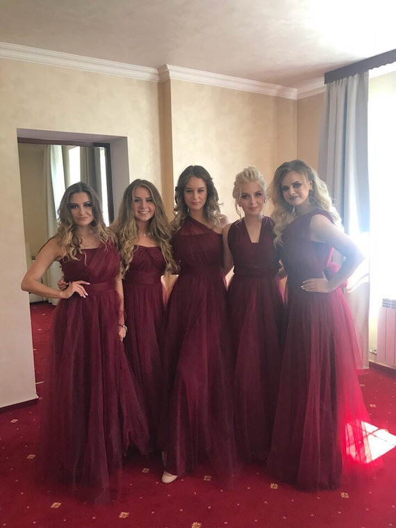 multiway bridesmaid dress burgundy