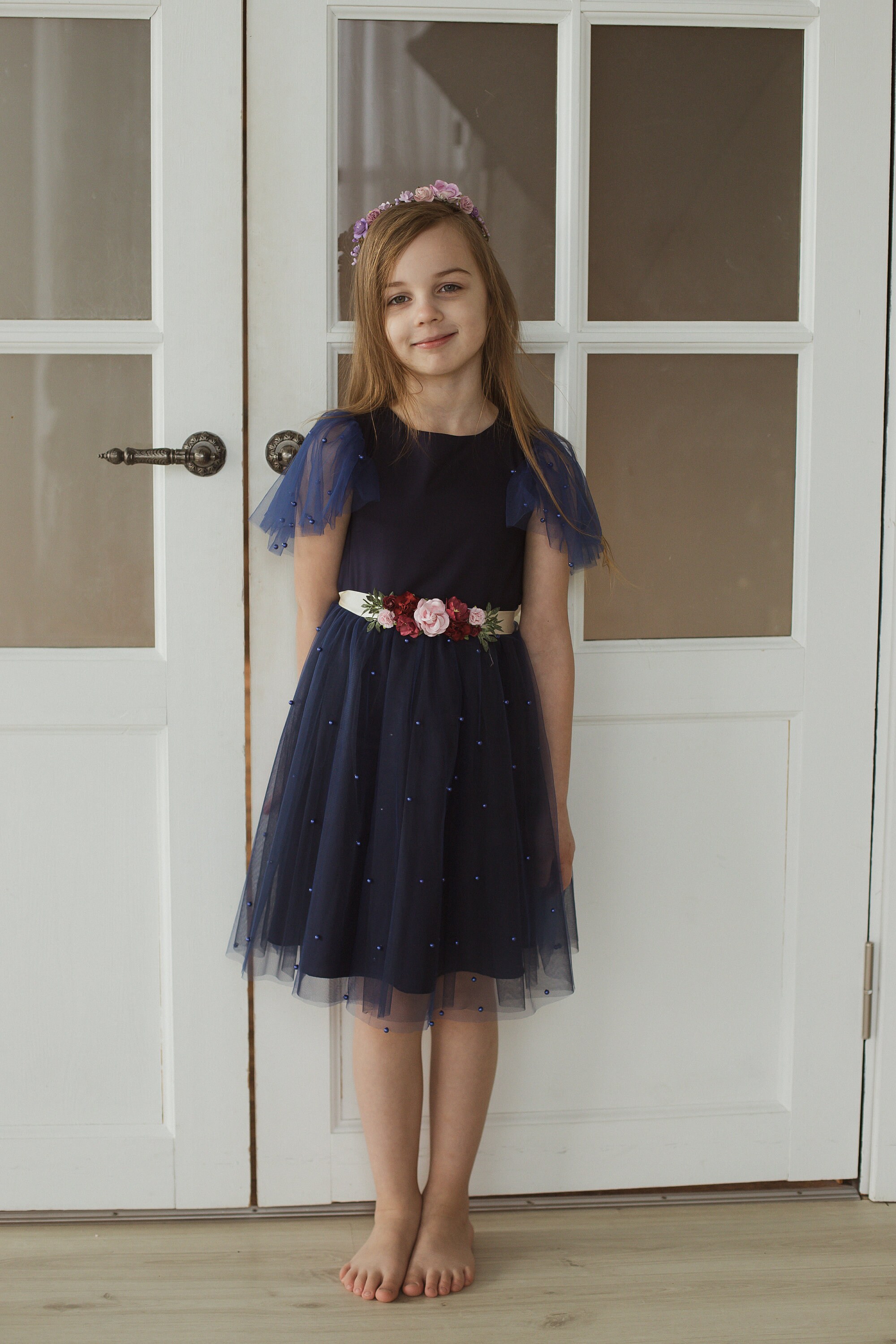 Burgundy Flower Sash belt Flower girl dress Blush Flower Etsy