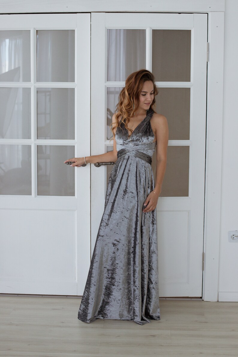 silver gray infinity dress