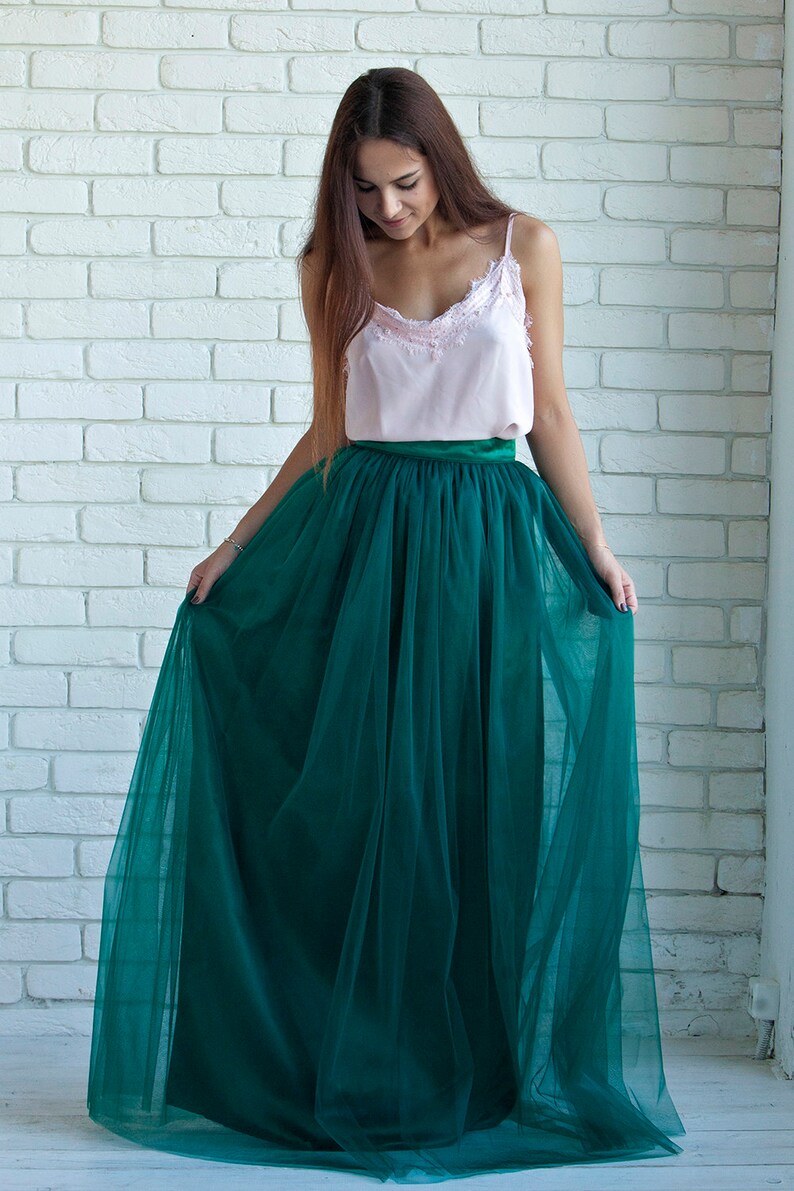long green tulle skirt