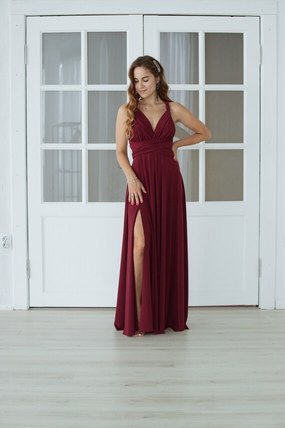 burgundy wine dress