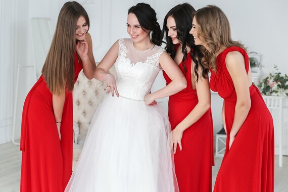 red infinity bridesmaid dress
