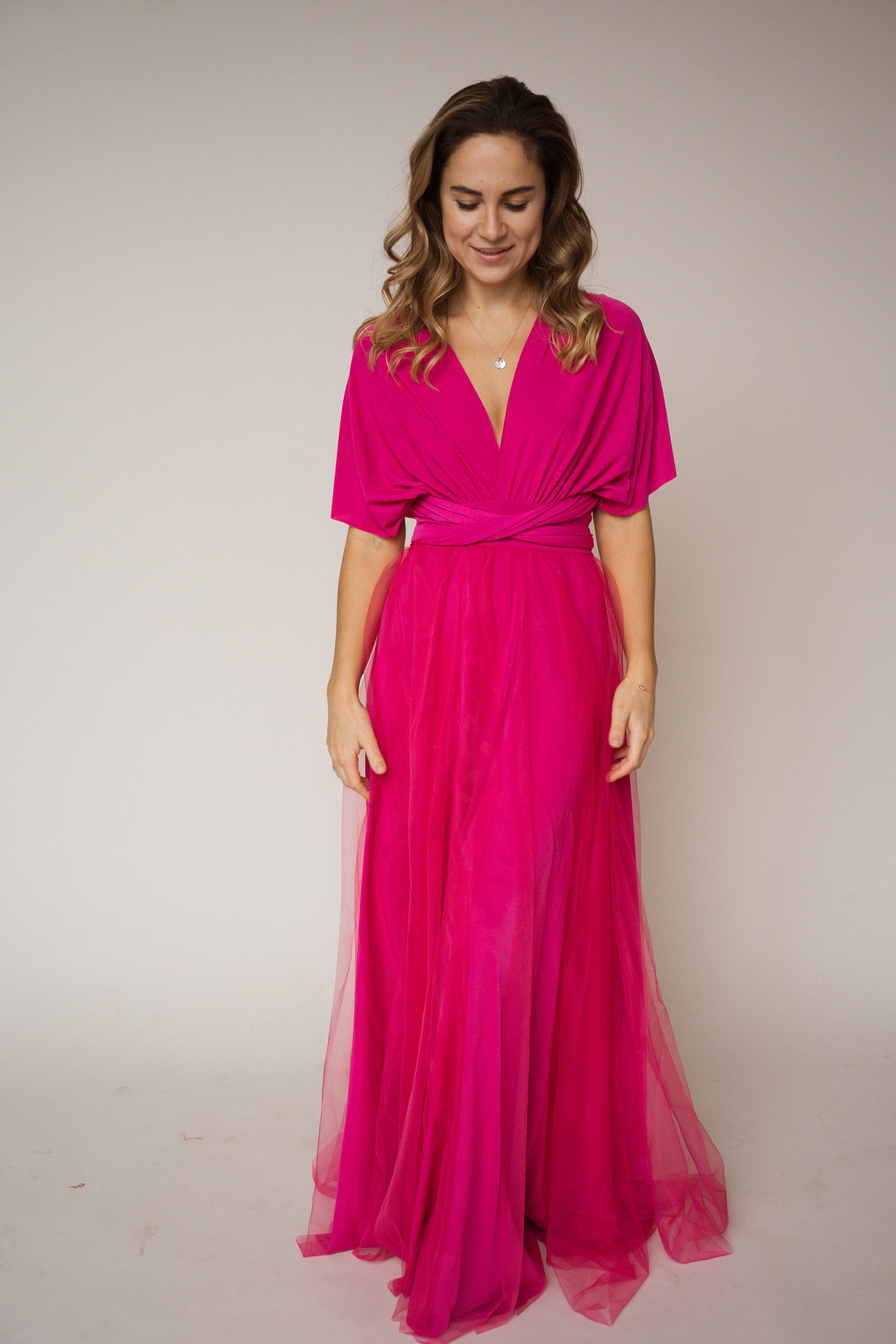 Hot pink infinity dress Hot pink Bridesmaid dress Hot pink Etsy