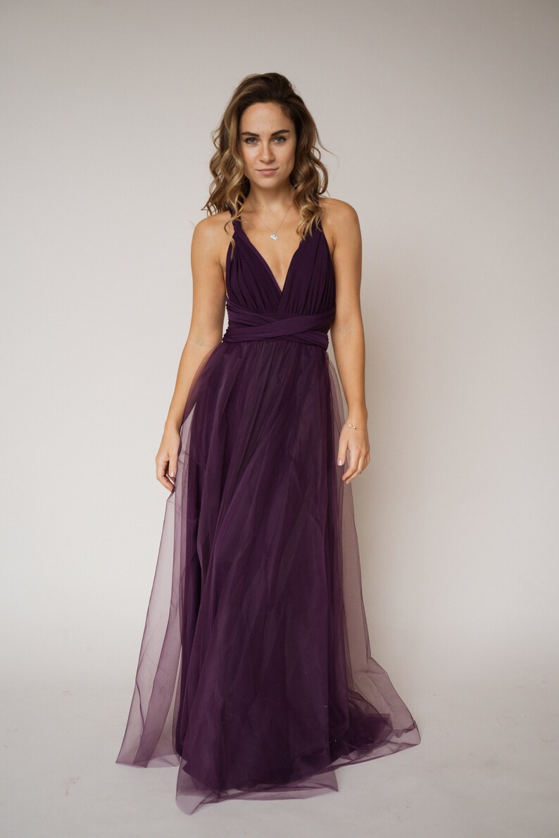 Grape Bridesmaid dress with tulle skirt grape infinity dress Etsy