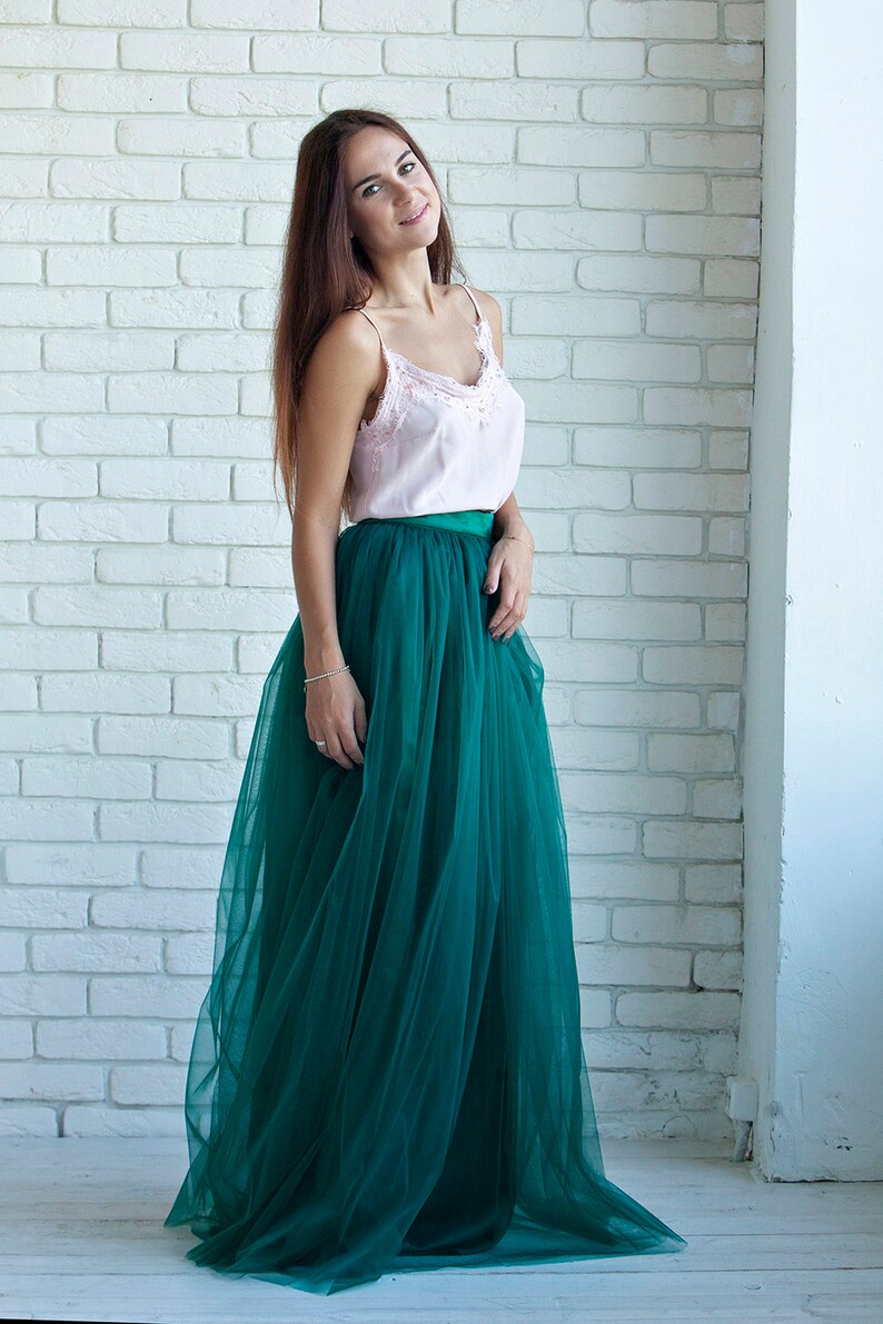 long green tulle skirt