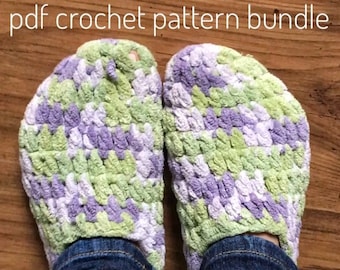 Homebody Slippers Bundle, Slipper Pattern, Crochet Pattern Bundle, Crochet Slipper Pattern, Kids Slipper Pattern, Adult Slipper Pattern