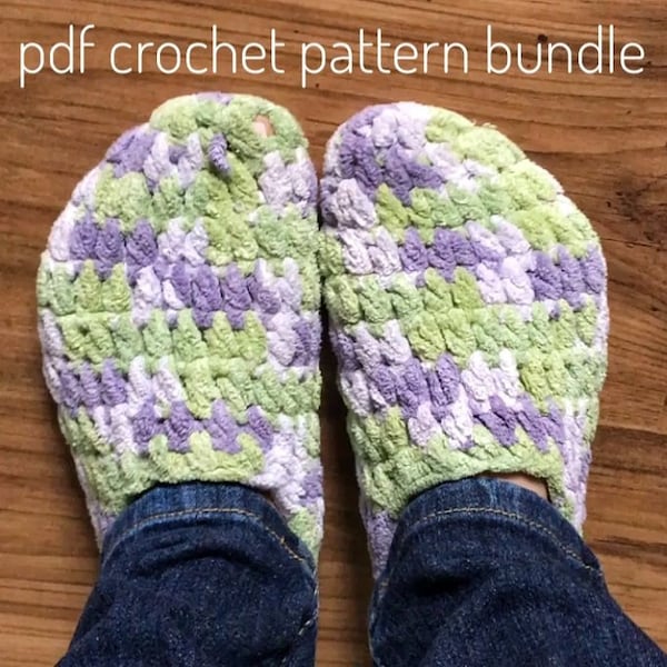 Homebody Slippers Bundle, Slipper Pattern, Crochet Pattern Bundle, Crochet Slipper Pattern, Kids Slipper Pattern, Adult Slipper Pattern