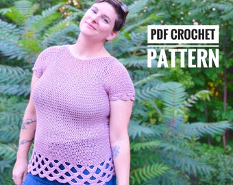 Extrados Tee, Summer Tee Pattern, Crochet T-Shirt, Crochet Pattern, Crochet Tee, Handmade Fashion, DIY T-Shirt, Summer Crochet Pattern
