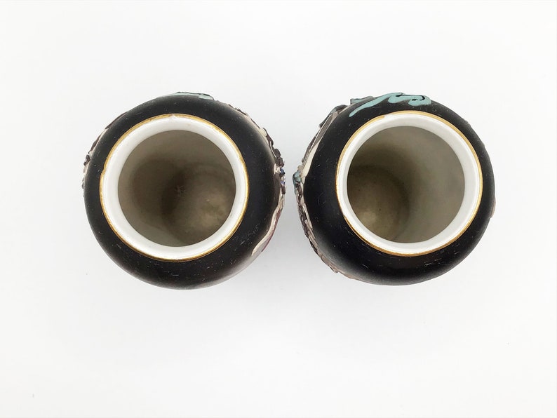 Vintage Occupied Japan Dragonware Moriage Bud Vases 2 piece set