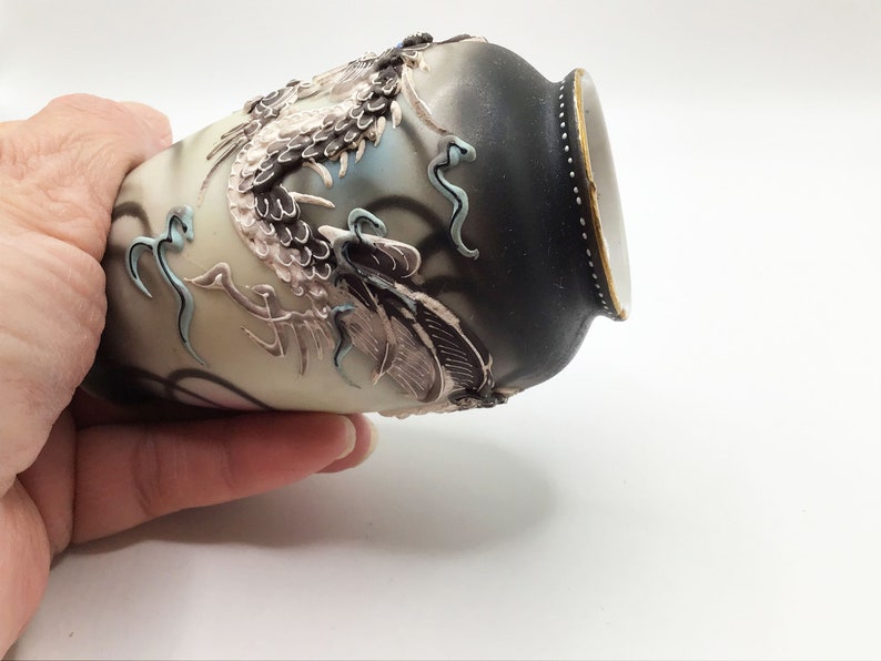 Vintage Occupied Japan Dragonware Moriage Bud Vases 2 piece set
