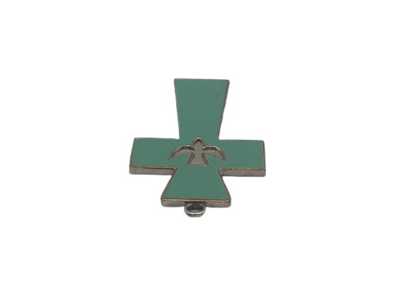 Vintage Green Enameled with Dove Holy Spirit Chri… - image 6