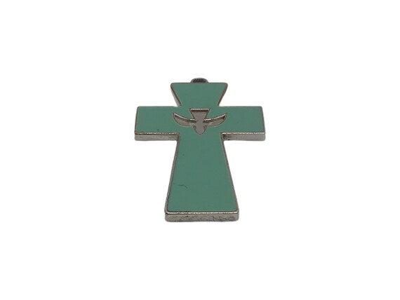 Vintage Green Enameled with Dove Holy Spirit Chri… - image 4