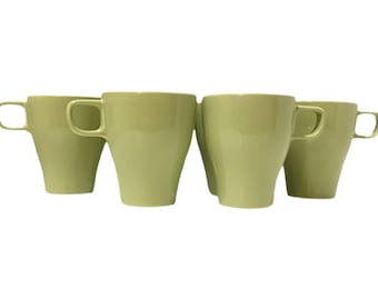 Mid Century Stackable Coffee Cups Mugs Lime Green set of 6