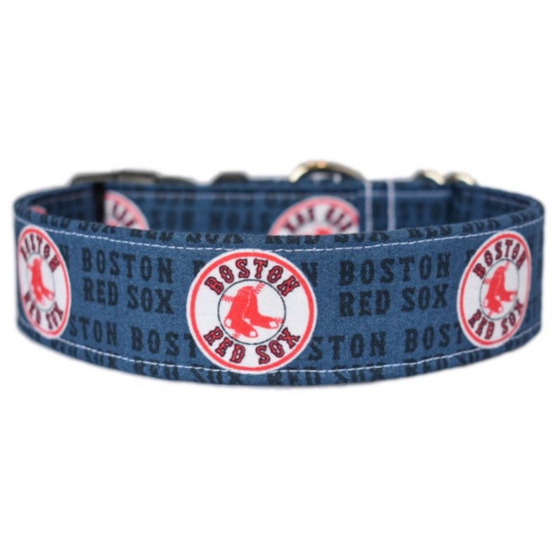 Boston Red Sox Adjustable Dog Collar Cotton Fabric MLB Etsy