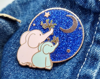 Elephant Moon Worship Enamel Pin