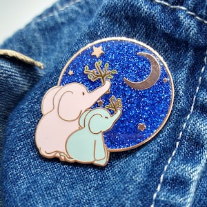 Elephant Moon Worship Enamel Pin