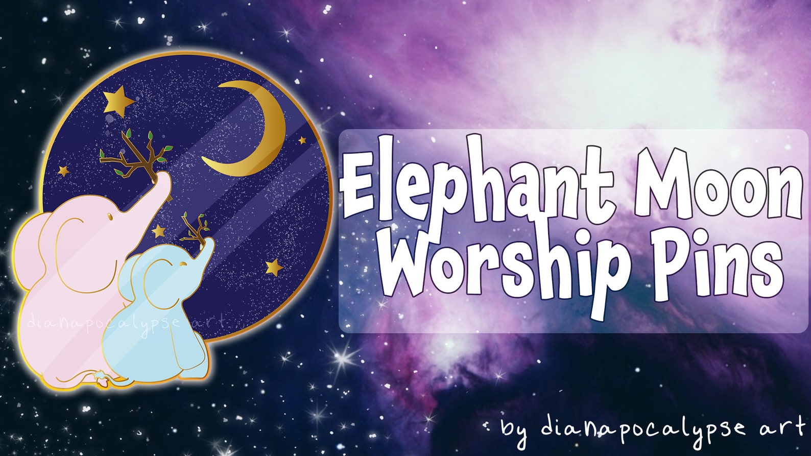 Elephant Moon Worship Enamel Pin Etsy