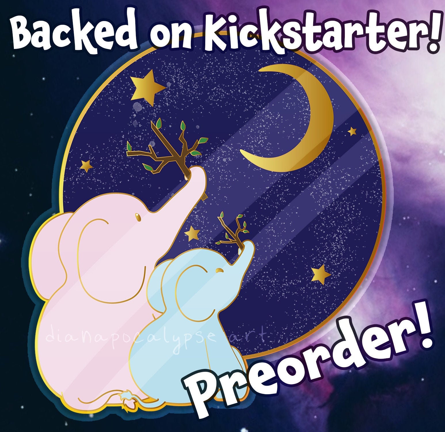 PREORDER Elephant Moon Worship Pins Kickstarter Funded Etsy