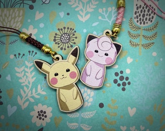 Pokeshi Keychains - Birch Wood, Pokemon Inspired