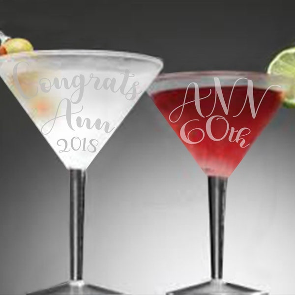 Custom Martini etched glass