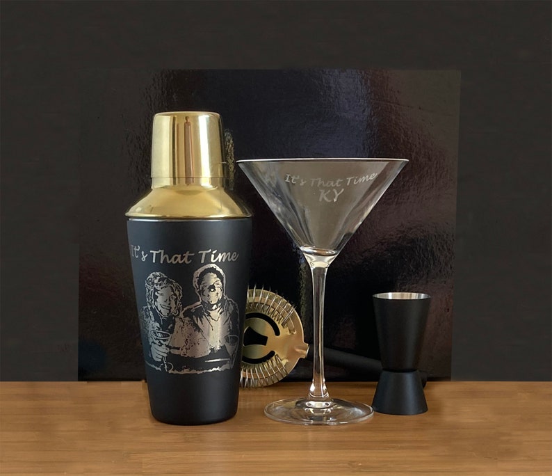 Custom Engraved Photo on a Cocktail Shaker Set Etsy
