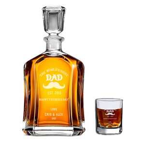 Laser engraved whiskey decanter set. Gift for Dad
