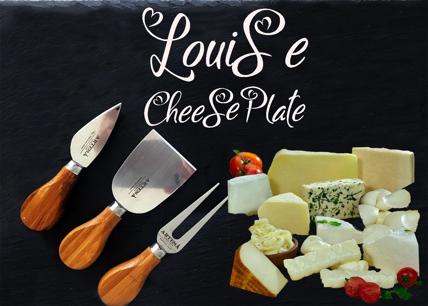 Round Slate Cheese Board Black Platter Tray Cutting Board 1212IN 