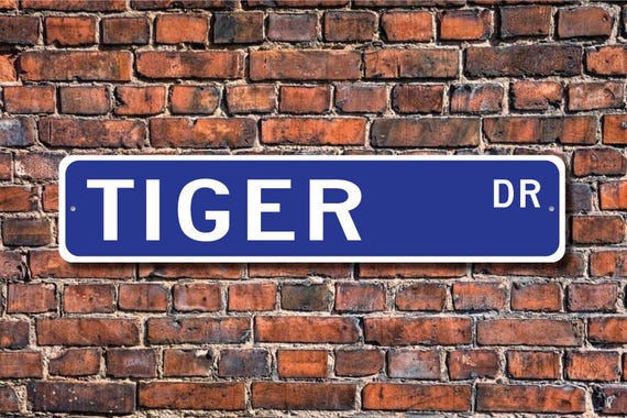 Tiger, Tiger Gift, Tiger Sign, Tiger decor, Tiger lover, largest wild cat, zoo sign, striped animal, Custom Street Sign, Quality Metal Sign