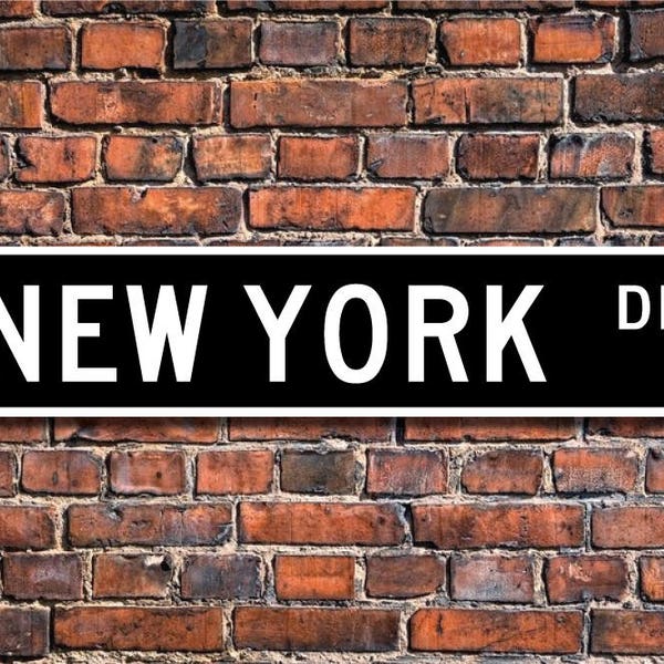 New York, enseigne New York, cadeau New York, souvenir de visiteur New York, ville des États-Unis, natif de New York, enseigne de rue personnalisée, enseigne Quality Metal