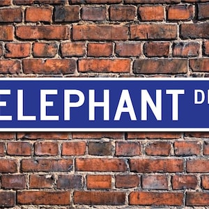 Éléphant, cadeau éléphant, plaque éléphant, décoration éléphant, expert en éléphant, amoureux des éléphants, résident d&#39;un zoo, plaque de rue personnalisée, plaque en métal de qualité