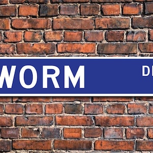 Worm, Worm Gift, Worm Sign, Worm decor, Worm lover, creeping or burrowing invertebrate, fishing bait, Custom Street Sign, Quality Metal Sign