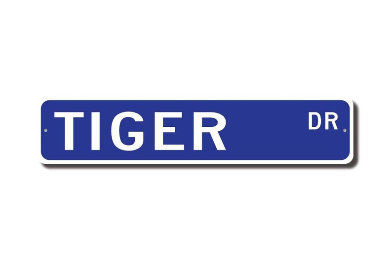 Tiger, Tiger Gift, Tiger Sign, Tiger decor, Tiger lover, largest wild cat, zoo sign, striped animal, Custom Street Sign, Quality Metal Sign image 2