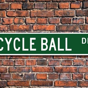 Cycle Ball, letrero de Cycle Ball, fan de Cycle Ball, regalo de Cycle Ball, fútbol en bicicletas, Radball, letrero de calle personalizado, letrero de metal de calidad
