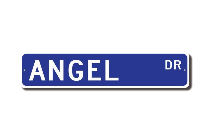 Angel, Angel Sign, Angel Gift, Angel Decor, Child Gift, Grandchild Gift, Angel Birthday Gift, Custom Street Sign, Quality Metal Sign image 2