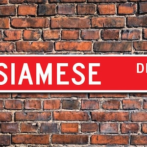 Siamese, Siamese Sign, Siamese Owner, Siamese Gift, Siamese Cat Decor, Siamese Cat Lover, Cat Fan,  Custom Street Sign, Quality Metal Sign