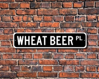 Straatnaambord tarwebier – kunst aan de muur ambachtelijk bier, metalen bord brouwerijbar, cadeau bierliefhebber, inrichting gelagkamer