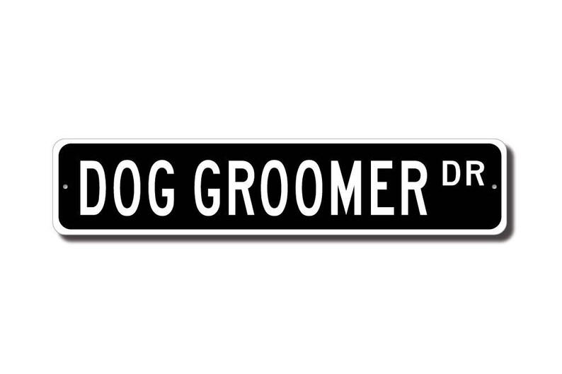 Groomer dla psów, prezent dla groomera dla psów, znak dla groomera dla psów, prezent dla groomera dla psów, sklep zoologiczny, znak dla sklepu zoologicznego, niestandardowy znak uliczny, wysokiej jakości metalowy znak zdjęcie 2