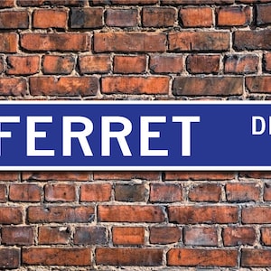 Ferret, Ferret Gift, Ferret Sign, Ferret decor, Ferret lover, Ferret expert, Weasel family, polecat, Custom Street Sign, Quality Metal sign