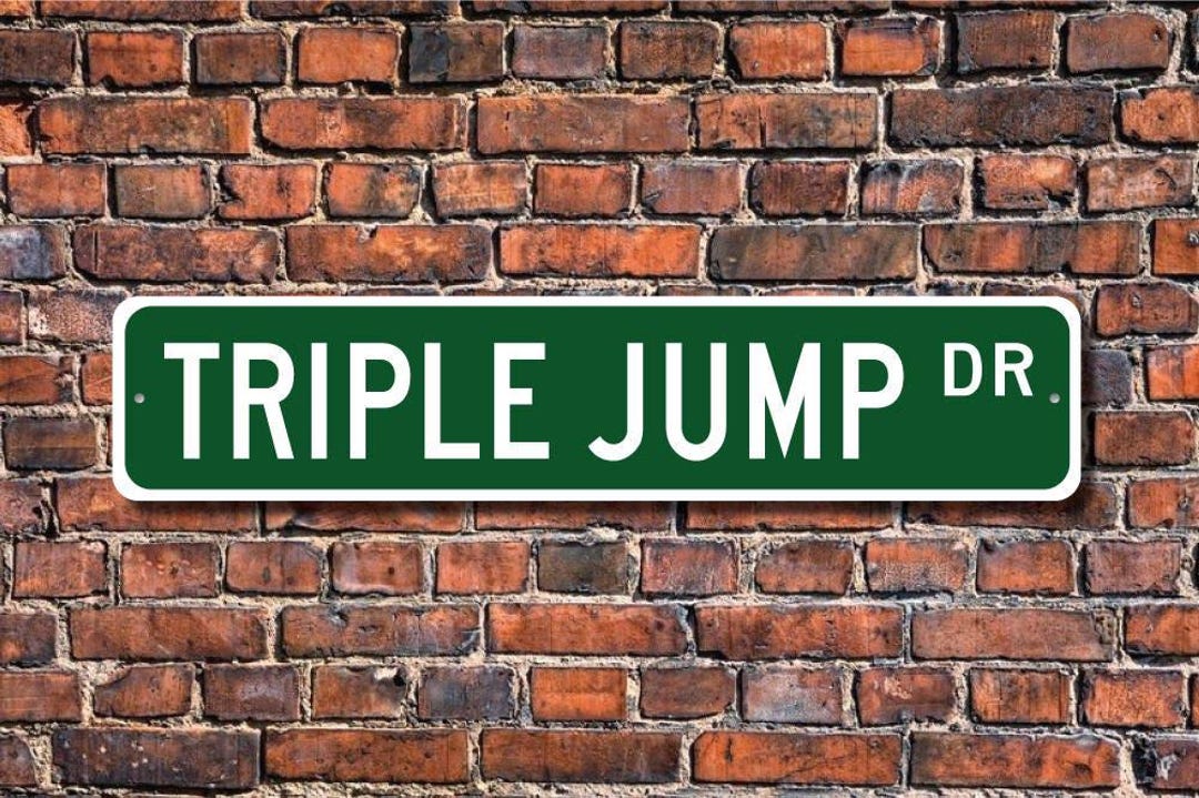 Cartello Metallico Triple Jump – 10x40 Cm, Alluminio Riciclato, Per Fan Atletica Leggera