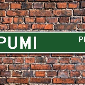 Pumi, Pumi Sign, Pumi Lover,  Custom Street Sign,  Quality Metal Sign, Dog Lover gift, Dog Owner gift, Dog sign, Gift for Dog Owner